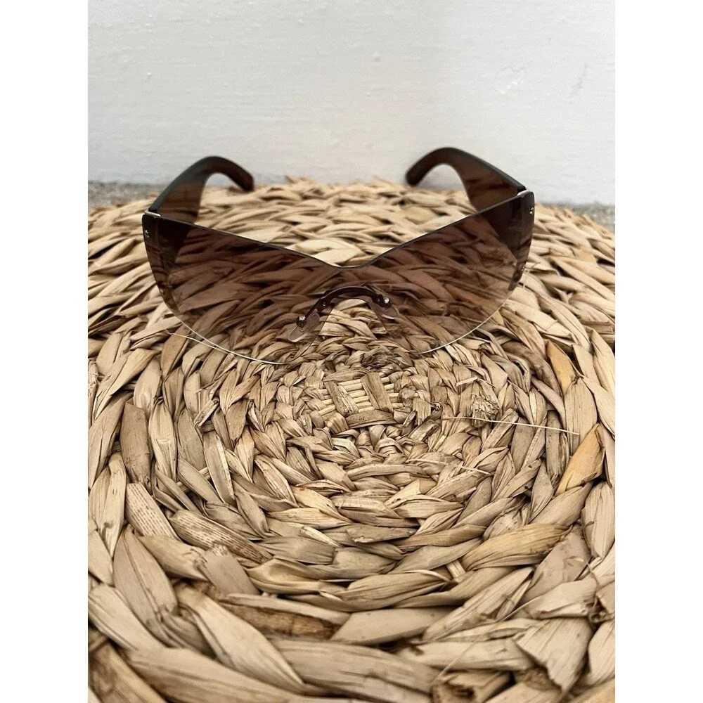 Unbranded Wraparound Sunglasses Purple Rimless Shield Mask Retro 70s Festival